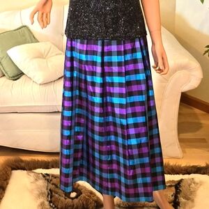 Shimmering Purple, Blue, Black Midi Skirt, Formal, Party, Holiday, Size 12